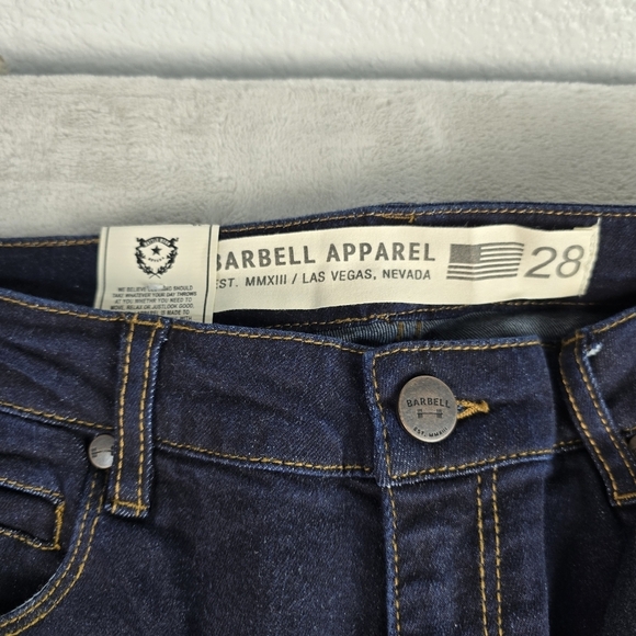 NWT Barbell Apparel Mens Denim Jeans Size 28x34 Straight Leg Dark Wash Pants - Picture 4 of 10